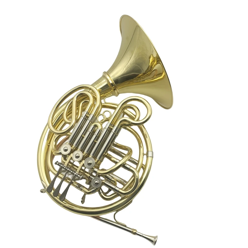 High Quality French Horn Fast Delivery French Horn Instrument Gold Lacquer 4key Double Professional French Horn