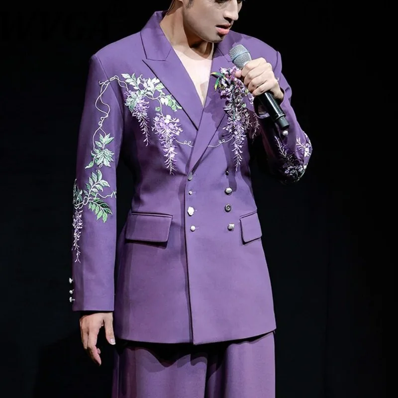 WVGA Spring Autumn New Men Tide Embroidered Trendy Turn-Down Collar Blazer Niche Chic Casual Long Sleeved Jackets Ins Y2K W18684