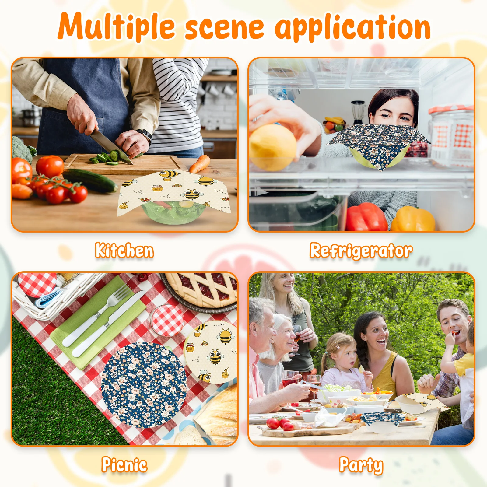 9 قطعة شمع العسل الغذاء يلتف 3 أحجام قابلة لإعادة الاستخدام صفائح شمع العسل البلاستيك الحرة ساندويتش الخبز يلتف للطعام وجبة خفيفة نزهة شمع العسل يلتف #5