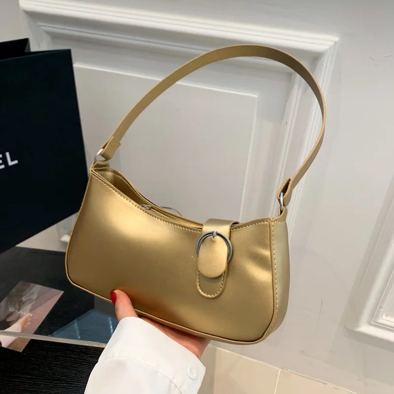 Fashion Solid Color PU Leather Shoulder Bags Women Summer Trendy Casual Shopping Square Handbags Designer Ladies Underarm Bags