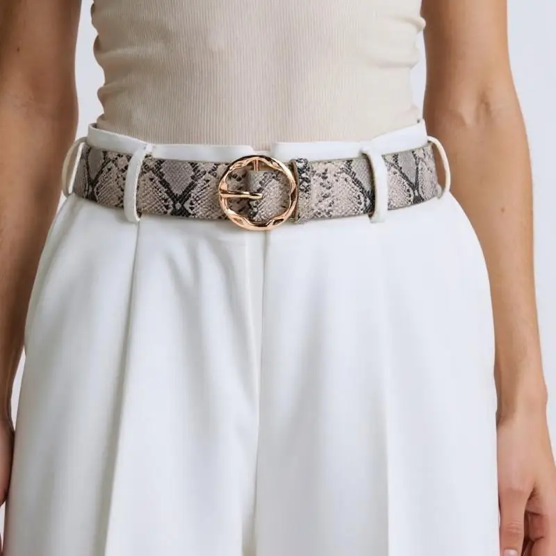 

39BD Waist Belt Unique Leopard Print Chain Retro Belt Body Chain for Dress Stage