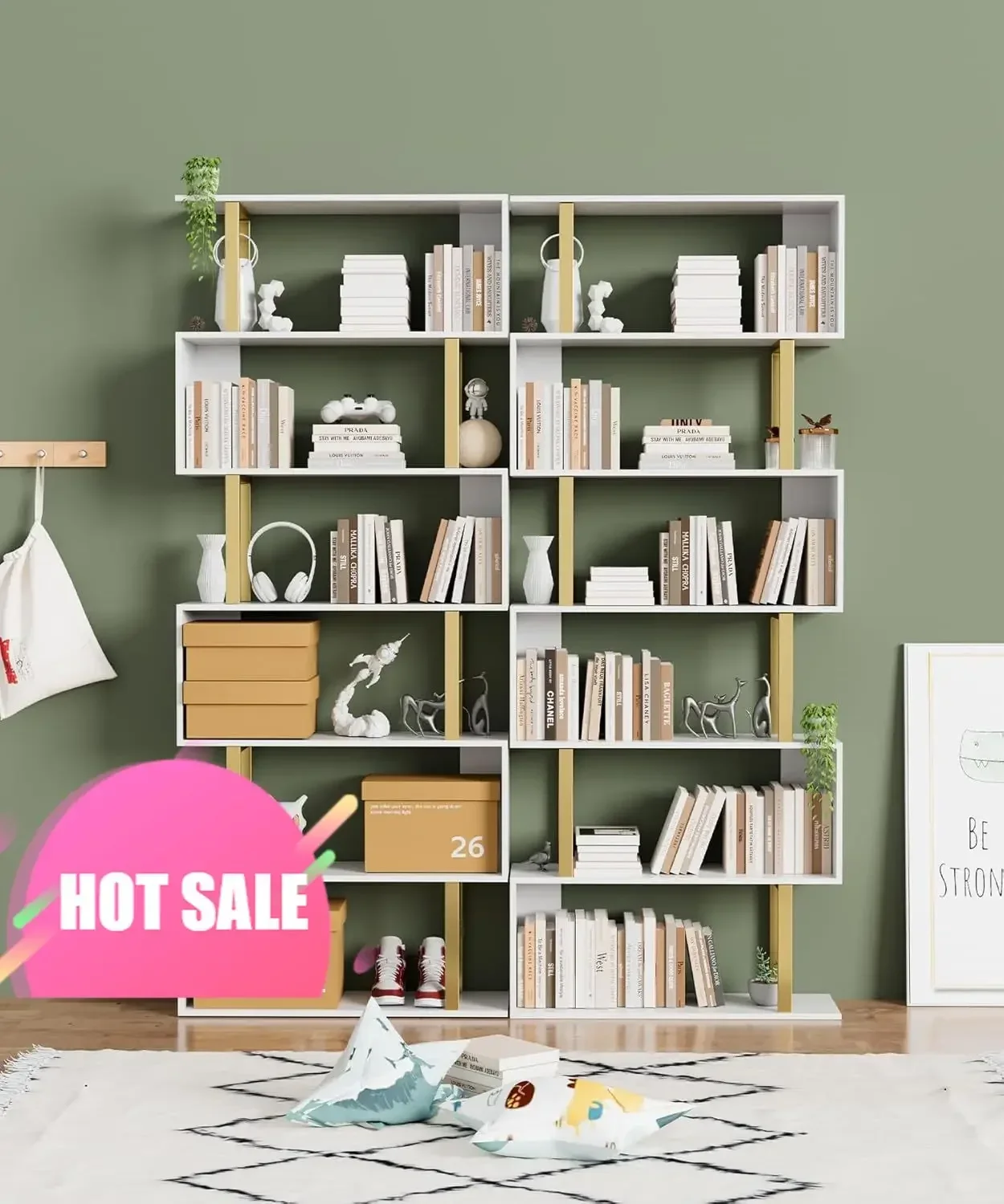 

Hot salesExclusive Offer 6-Tier Geometric Bookcase,S Shaped Bookshelf, Wood Decorative Storage Shelving, Modern Freestanding Dis