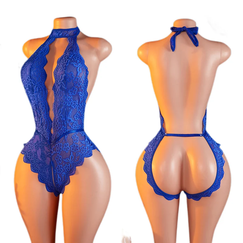 

Сексуальное соблазнительное прозрачное кружевное боди с открытой промежностью для женщин, эротическое белье с V-образным вырезом, цельный комплект для сна