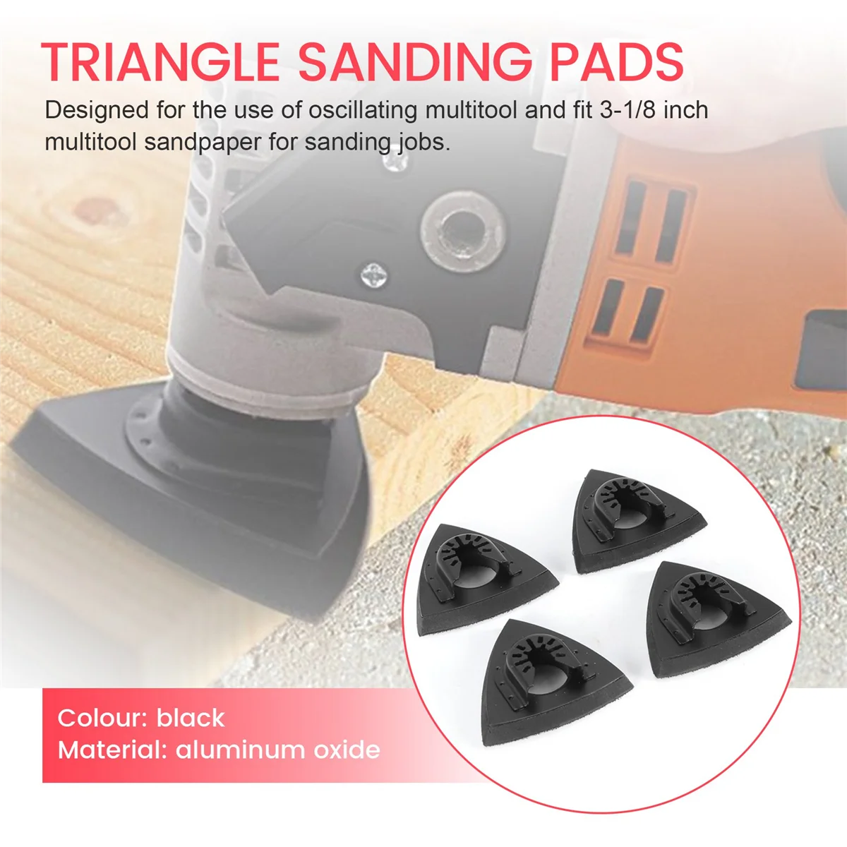 6 Pcs 3-1/8 Inch Power Oscillating Tool Sanding Pads, 80mm Triangle Sanding Pads Universal Quick-Release Multitool Pad