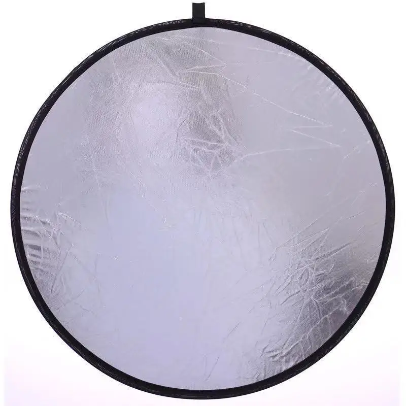 24-Zoll-Reflektor 2-in-1 30CM 60CM 80CM 110CM Silber Weiß Tragbarer Zusammenklappbarer Weicher Runder Fotografie-Reflektor für Studio 2-in-1 – Detail 3