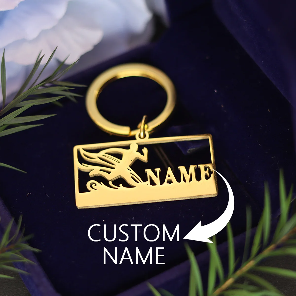 QIAMNI Personalized Laser Engraved Names Keychains for Men Women Stainless Steel Customized Number Running Sport Keyring Gifts