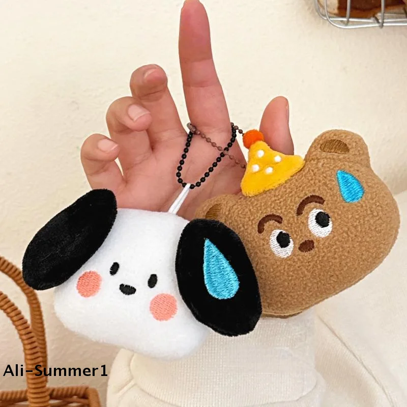 Portachiavi con orsetto di peluche a forma di cucciolo, decorazione da appendere per zaino, regalo piccolo per amici e coppie