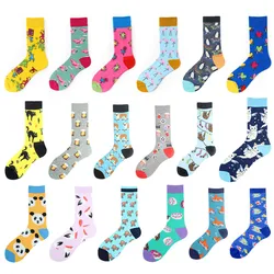 1 Pair Cotton Funny Elegant Brand Pink Flamingo Lovely Cats Dogs Cute Panda Monkey Unisex Men Happy Socks Skateboard Male Sox