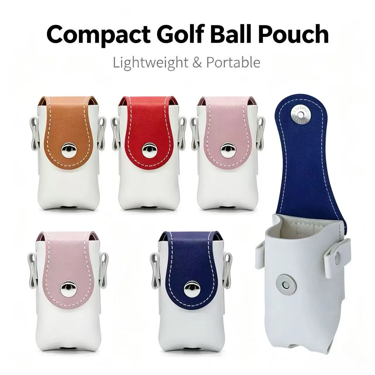 PU Leather Mini Golf Ball Waist Bag Portable Splicing Golf Ball Holder Storage Pouch Golf Accessories