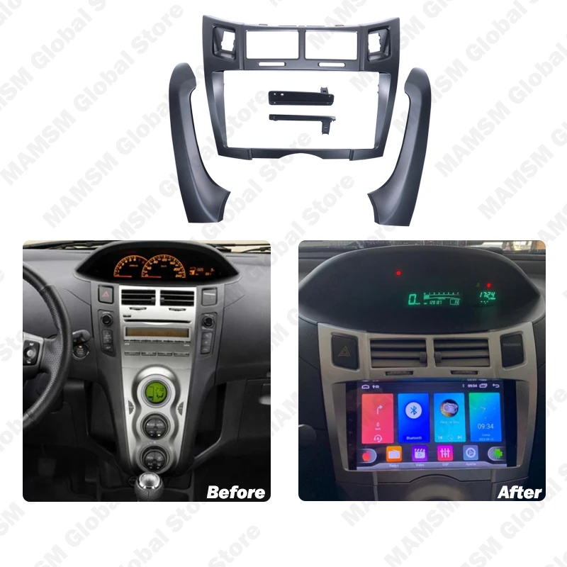 For Toyota Yaris Vitz Platz 2005 - 2012 9 inch Car Radio Fascia Stereo screen multimedia video player navigation Harness frame