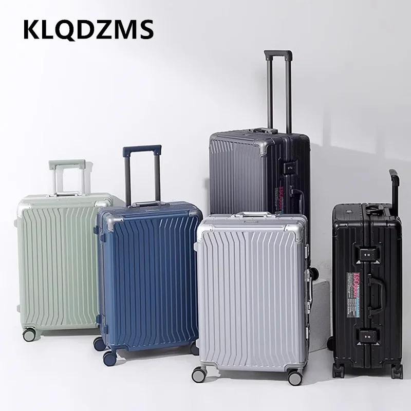 KLQDZMS حقيبة على عجلات 20 بوصة صندوق الصعود 22 "24" 26 "28 بوصة سعة كبيرة حقيبة تروللي بعجلات المرأة الألومنيوم الإطار الأمتعة