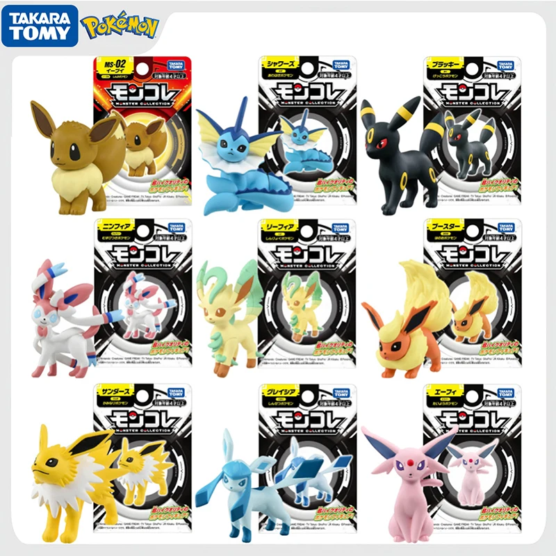Oryginalny Takara Tomy Pokemon Umbreon Eevee Sylveon Vaporeon Sylveon Figurka Zabawki Anime Flareon Espeon Leafeon PVC Model Lalka Prezent