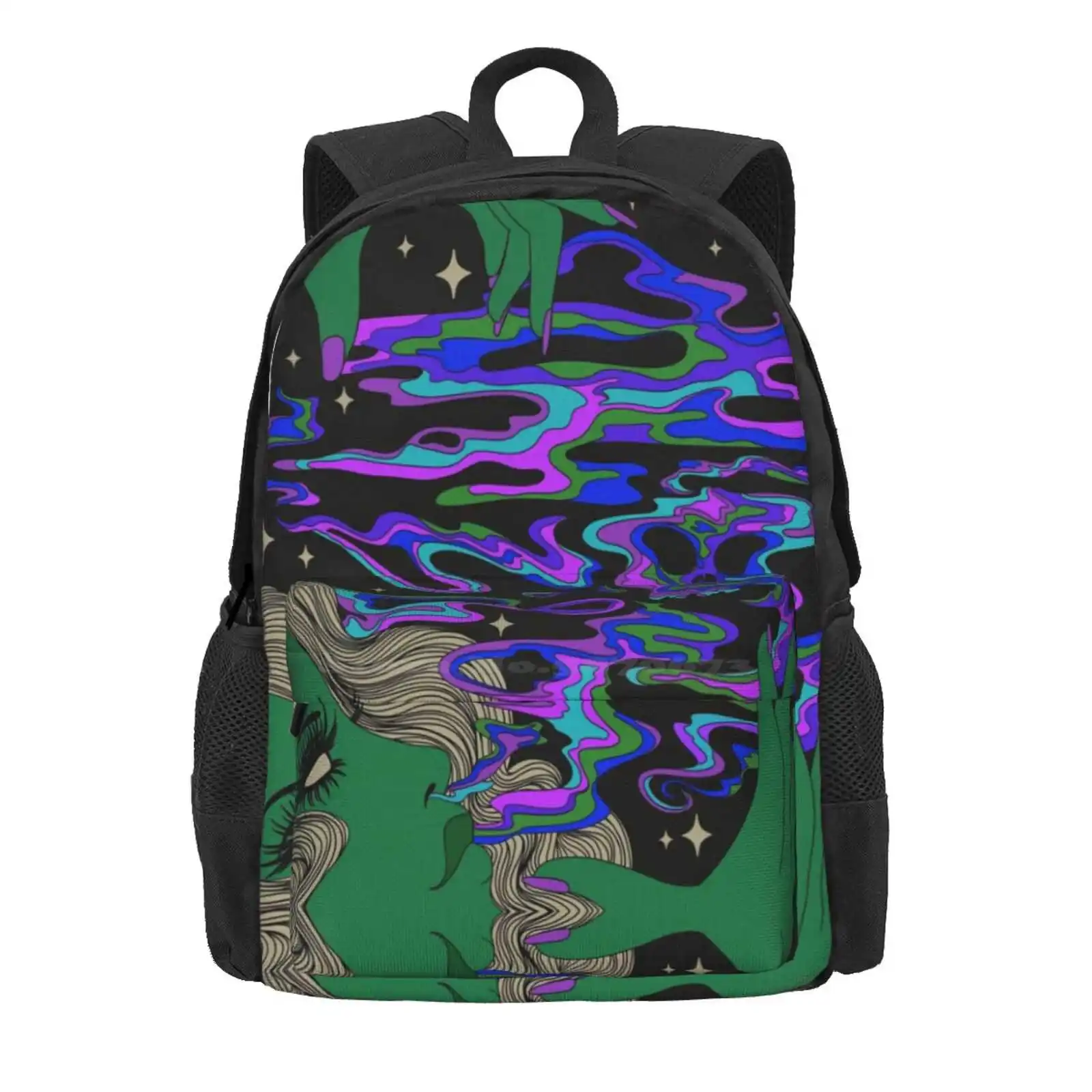 I Put A Spell On You Hot Sale Schoolbag Backpack Fashion Bags Witch Retro Groovy Psychedelic Spooky Spell Magic Halloween