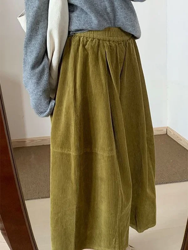 

Брюки-юбка из вельвета больших размеров с широкими штанинами для женщин, весна-осень, с высокой талией, свободного кроя, укороченные, повседневные, в американском стиле