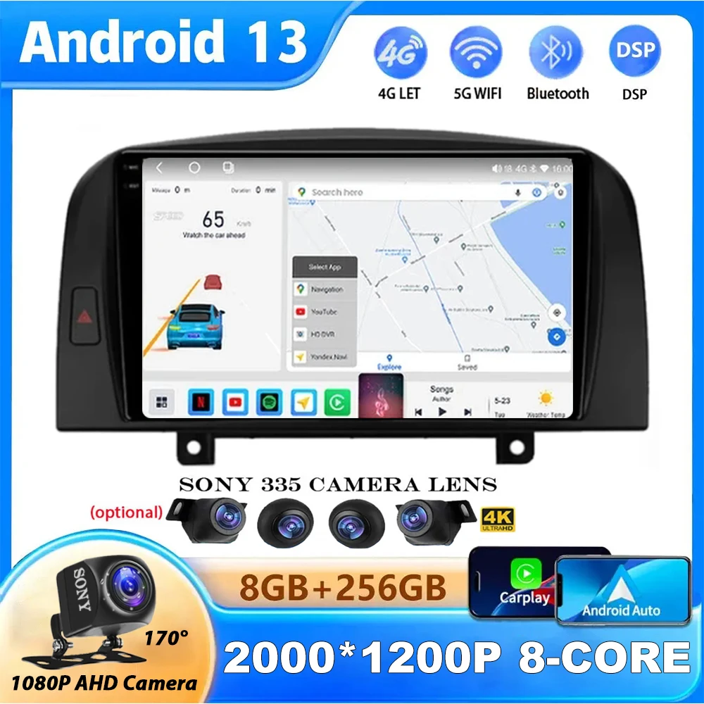 

Android 13 Carplay For Hyundai SONATA NF 2004 2005 2006 2007 2008 Car Radio Multimedia Player GPS Navigation BT DSP NO 2DIN DVD