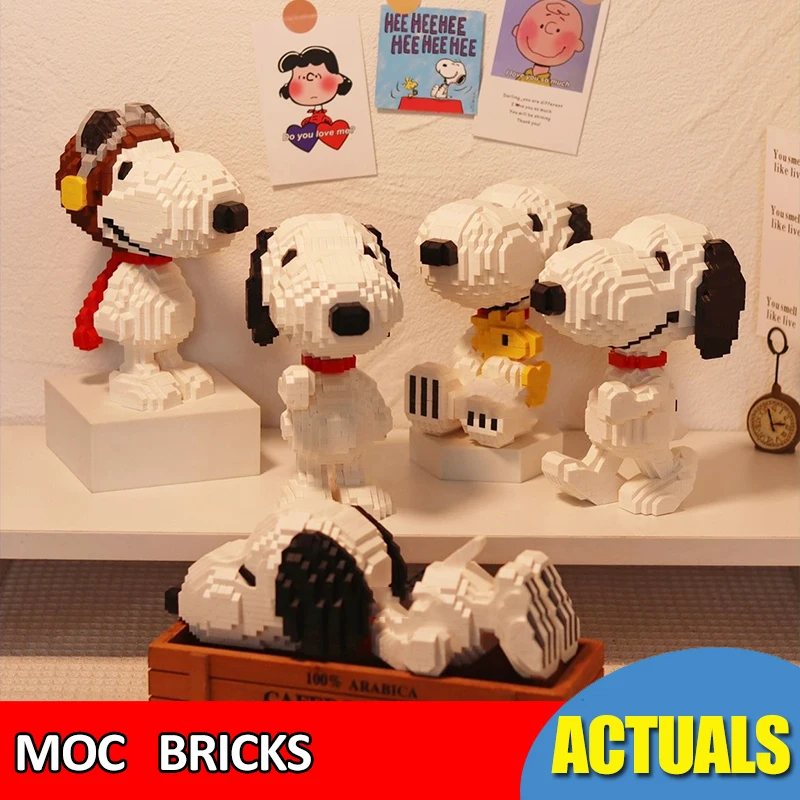 HSANHE Snoopy Building Blocks Assembly Model Cartoon Dog Bricks  Children's Educational Toys Birthday Christmas Gift