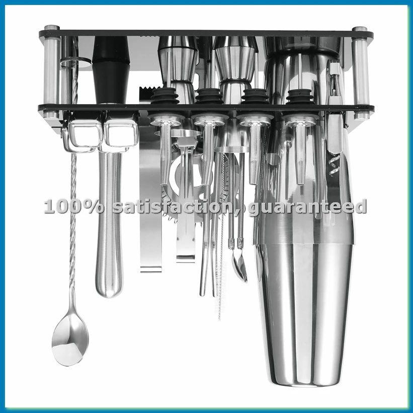 Cocktail Shaker Set, Boston Stainless Steel Bartender Kit with Acrylic Stand & Cocktail Recipes Booklet-AT35
