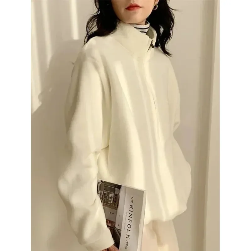 Костюм для косплея QWEEK, корейские теплые флисовые пушистые толстовки на молнии, женские повседневные толстовки Kpop Fashion Plus, бархатный топ 2024, осень Win Костюм для косплея QWEEK, корейские теплые флисовые пушистые толстовки на молнии, женские повседневные толстовки Kpop Fashion Plus, бархатный топ 2024, осень Win