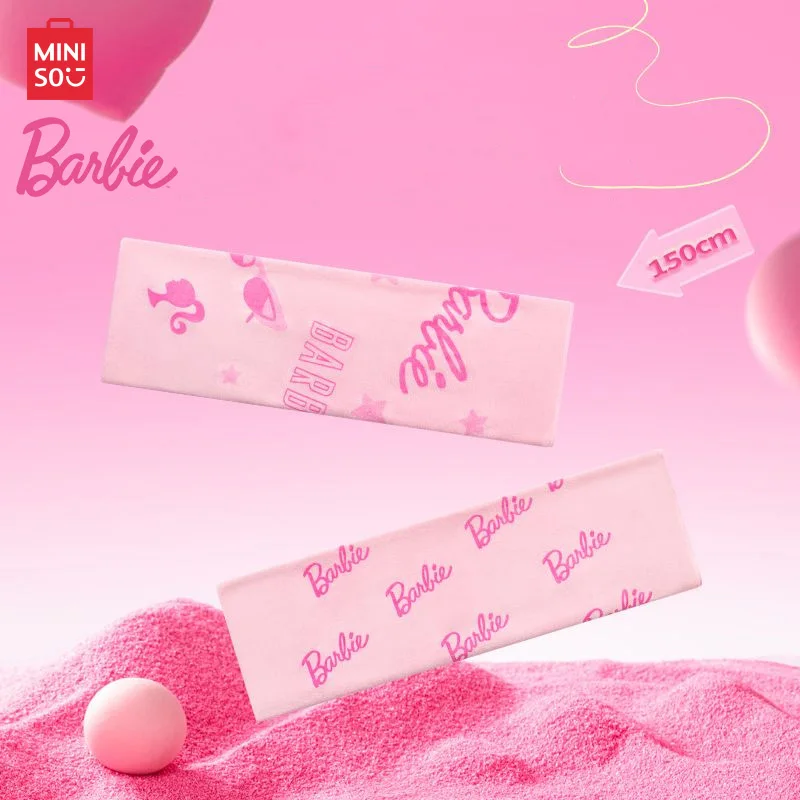 

Miniso Barbie Series Towel Kawaii Barbara Girls Pink Y2K Yarn Leaf Embroidery Towel Face Wash Towel Gift Towel Hand Pure Cotton