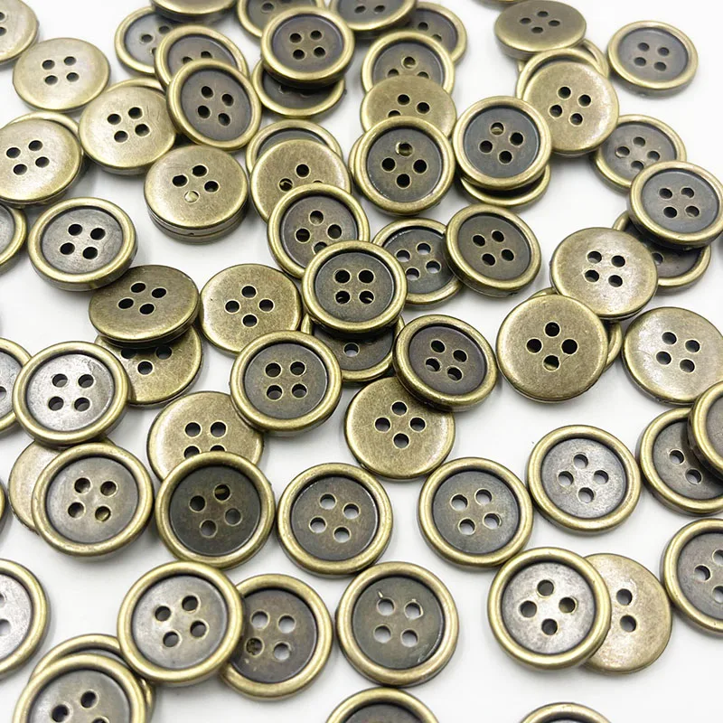 50 pcs Bronze Plastic Buttons 15mm Sewing Craft 4 Holes PT380