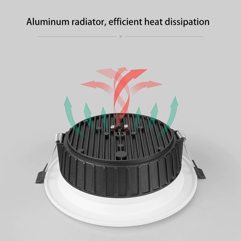 Round White Alumínio LED Downlight, Lâmpada de teto embutida, Down Light, 7W, 12W, 24W, 30W, Painel Spot para sala de estar, cozinha, casa, loja