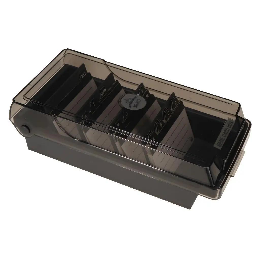 

Rectangle Plastic Name Card Storage Box Organizer with Index Tabs for Office Accessories Storage
