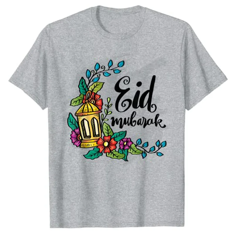Eid Fitr Muslim Clothing Kids Eid Mubarak T-Shirt Happy Eid-Mubarak Eid Al Adha Tee Short Sleeve Blouses Family Matching Tops
