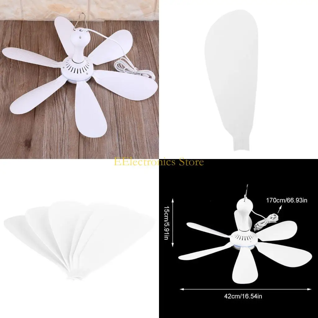 

B03C USB Gazebo Fan Portable for DC 5V USB Camp Fan USB RV Ceiling Fan USB Travel Tent Fan for Bed Camping Outdoor Hanging