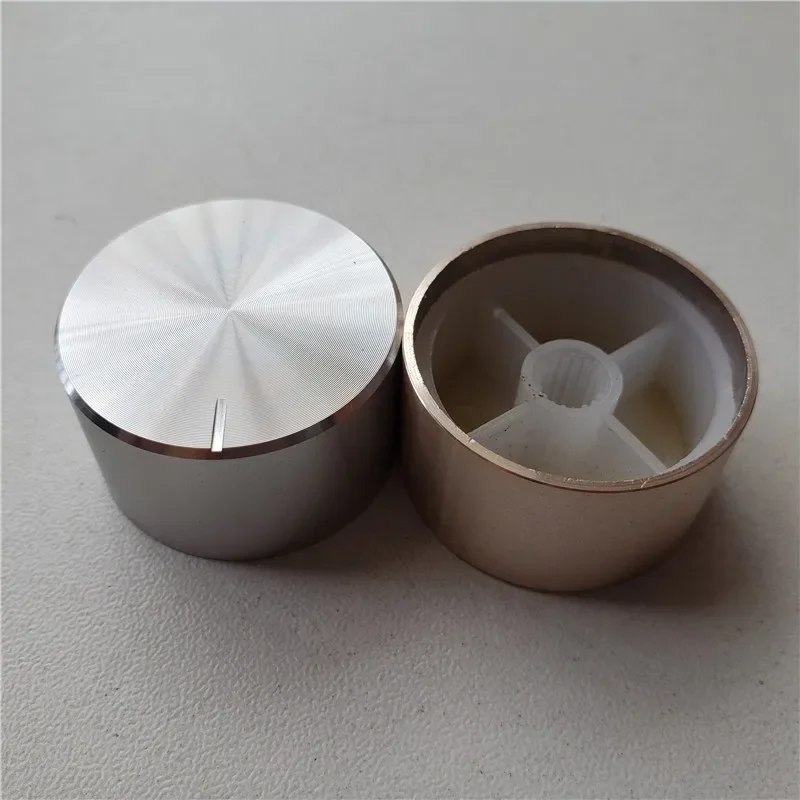 Bouton en plastique en aluminium pour boutons de potentiomètre, 19*17, 21*17, 26*17, 30*17mm, reflets argent, châssis CD noir, amplificateur de capuchon de volume
