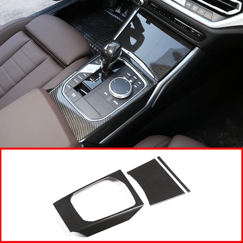 

For BMW G20 G28 325 3 Series 2019 2020 ABS Carbon Fiber Chrome Car Center Console Gear Shift Decoration Panel Cover Trim