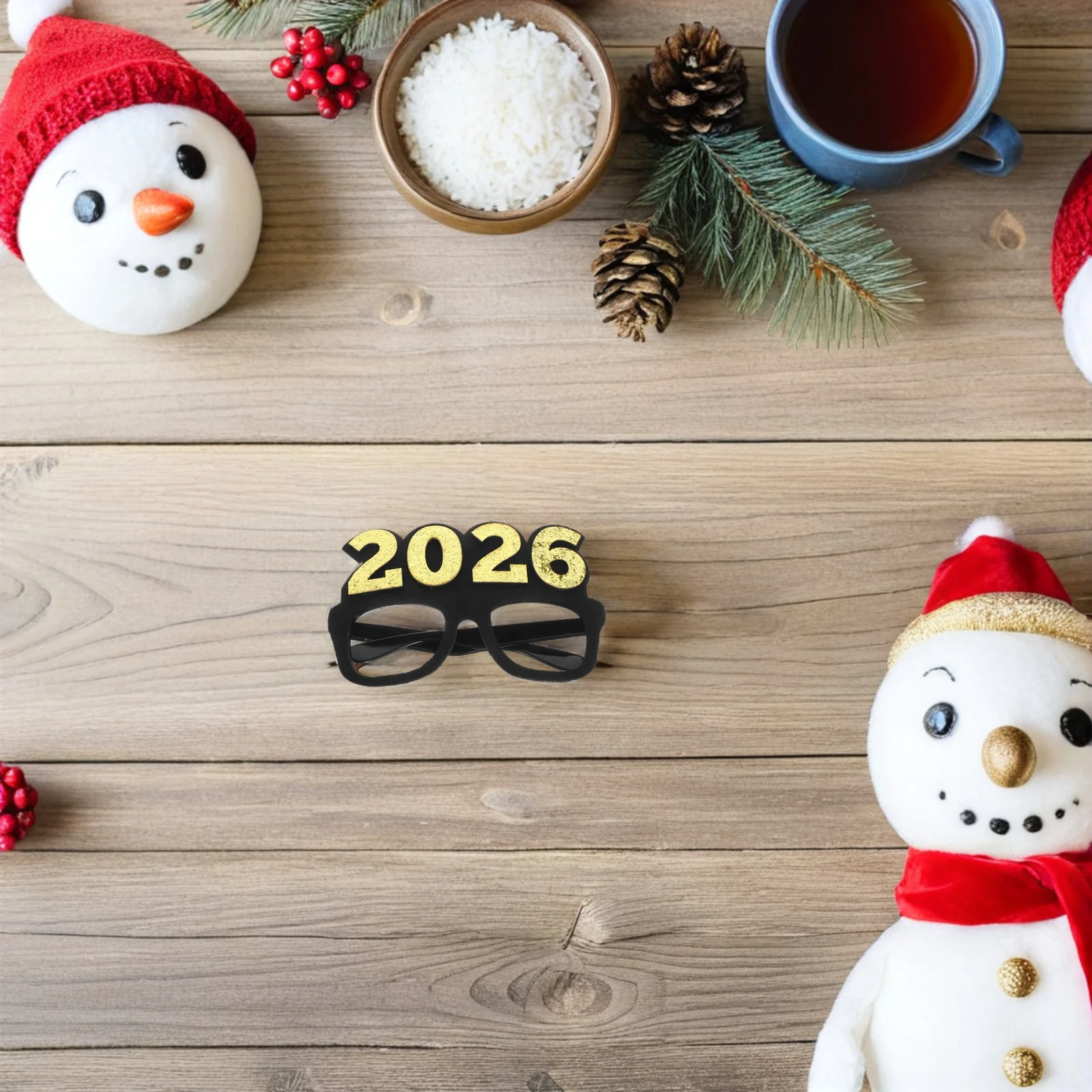 

4 Pcs 2026 Glasses New Year Number Eyeglasses Props Glitter Photo Non-woven Fabric Christmas Party