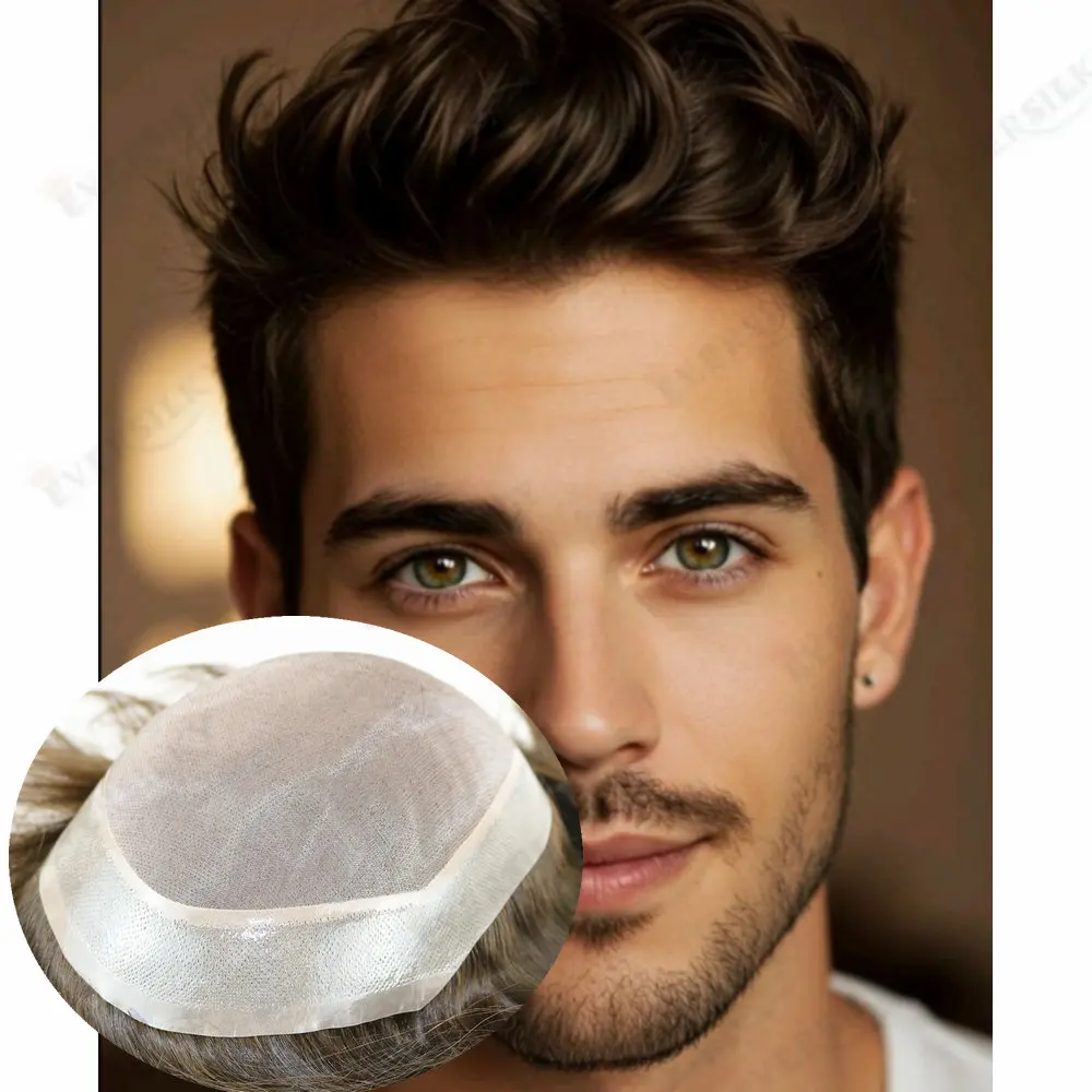 

Toupee Mono PU Brown Blonde Men's Wig Human Hair Durable Male Hair Capillary Prosthesis 6" Male Hair Replacement System For Men