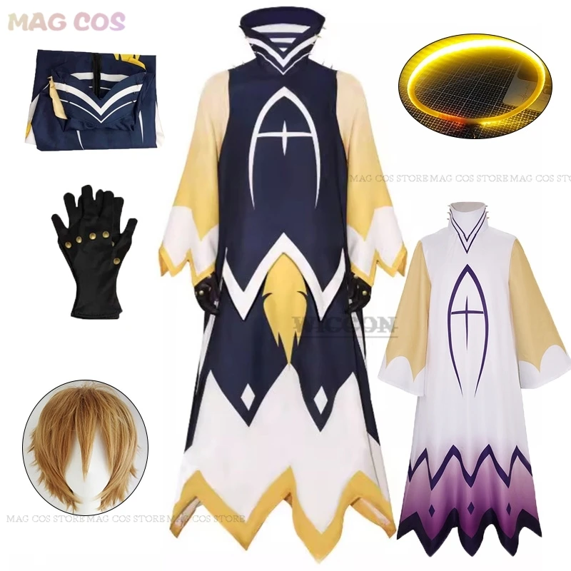 Hazbin Adam Cosplay Anime Hotel Man Angel Halo Angel Wings Clothes Cosplay Costume Suit wig cos Halloween Party Costume roleplay