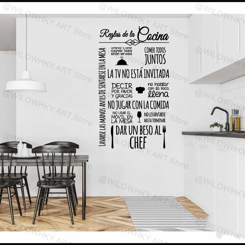 Kitchen Rules Vinyl Wall Decal Home Decor Wall Sticker Art Wallpaper Removable and Waterproof Unique Gift D12