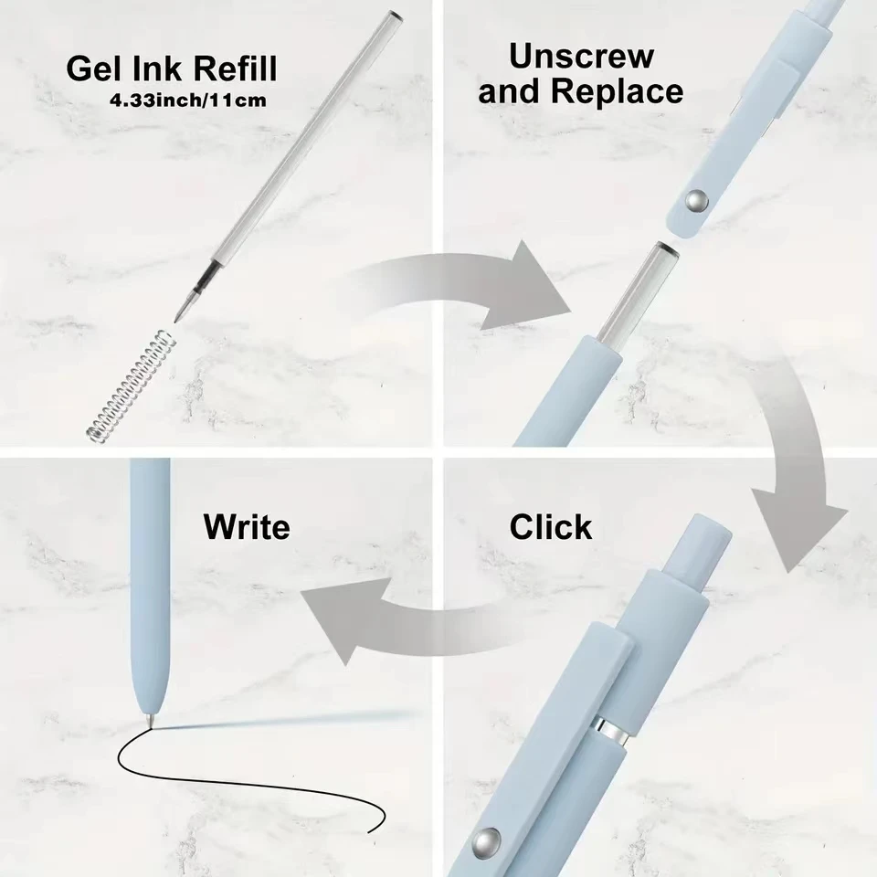 5PCS/Pack 0.5MM Gel Pen Sets Black Refill Writing Gel Ink Pen For Student Soft Touch Stationery Pen School Supply