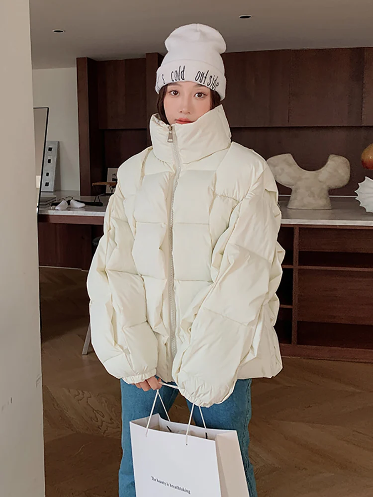 Vielleicht 2023 New Winter Women Puffer Jacket Coat Short Parkas Qulited Female Down Cotton Thick Warm Windproof Casual Clothes
