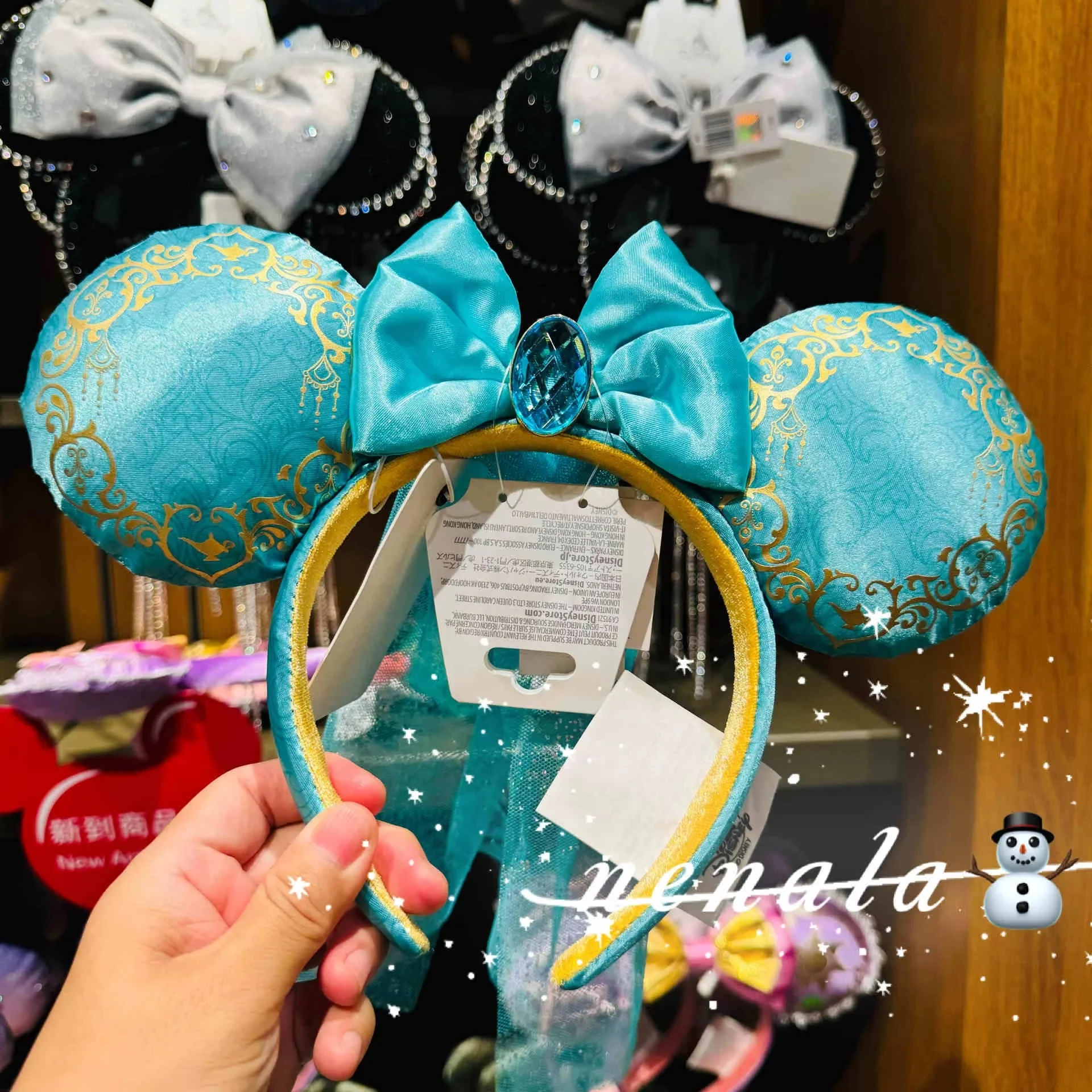 New Original Disney Princess Tiana Jasmine Rapunzel Cinderella Ear Headband For Adults Shanghai Disneyland Park Hair Hoop Girl