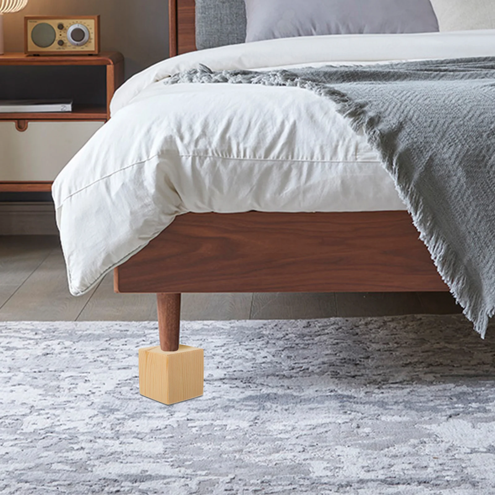 Pengangkat furnitur tugas berat, 2 buah kaki Sofa Anti-slip blok kayu untuk meningkatkan furnitur tempat tidur