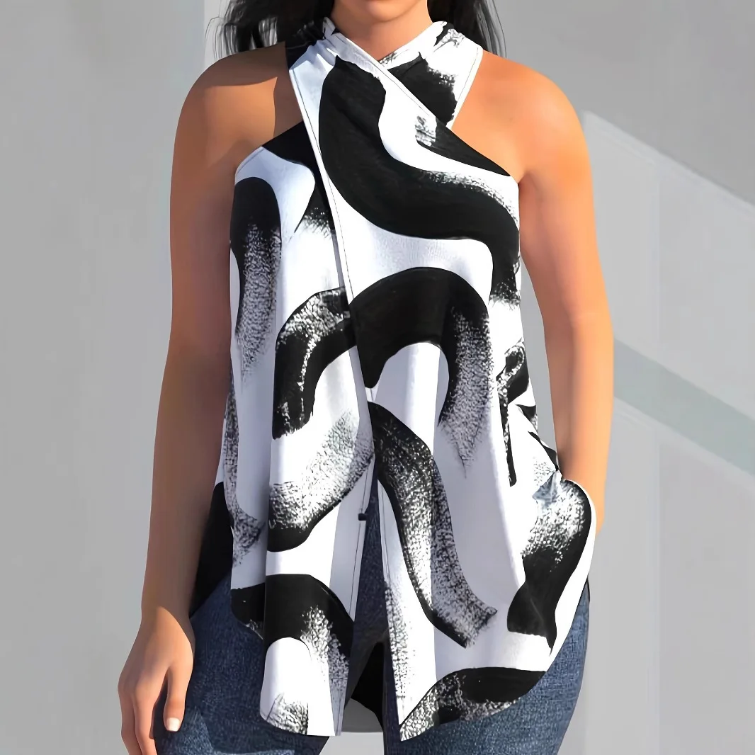 

Новые весенне-летние женские футболки больших размеров, с вырезом на шее, свободного кроя, асимметричные, удобные, повседневные пляжные футболки