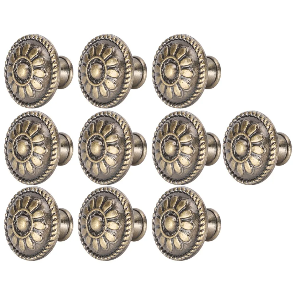 

10 Set Zinc Alloy Office Handle Antique Brass Solid Round Furniture Handle Single Hole Solid Cabinet Handle Nightstands