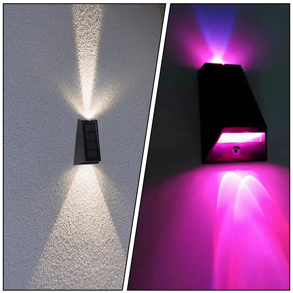 

2Pcs Waterproof Solar LED Wall Lamps Outdoor Garden Lights Solar Powered Bright Night Lighting for Yard Patio Fence