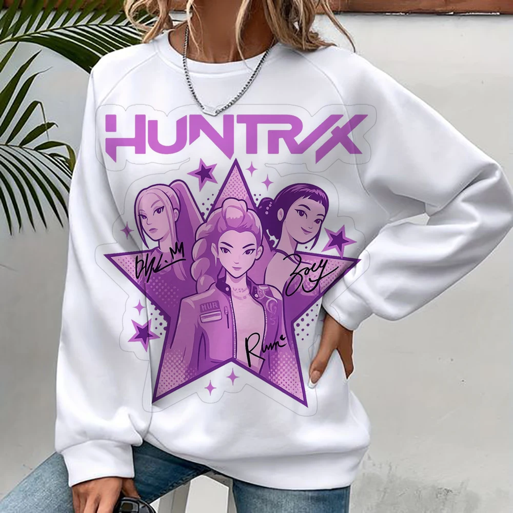 Anime K-Pop Demon Hunters Felpa con cappuccio Harajuku Hip Hop Pullover Top Felpa Alfabeto abbigliamento sportivo Tendenze della moda
