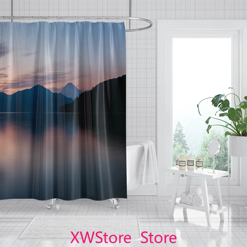

Soft Pink Sunset Shower Curtain Gentle Watercolor Sky PEVA Lightweight Mold-Resistan