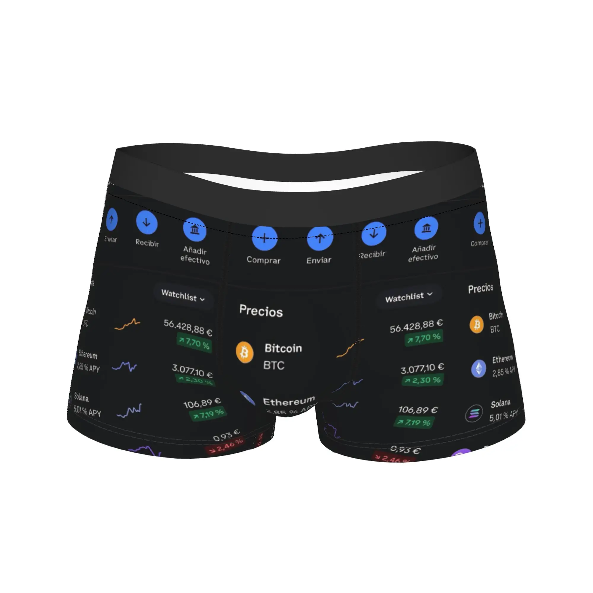 Caleçon Boxer Respirant pour Homme Grande Taille, Motif Interface Portefeuille Crypto, Sous-vêtements Tech Finance Actifs Numériques