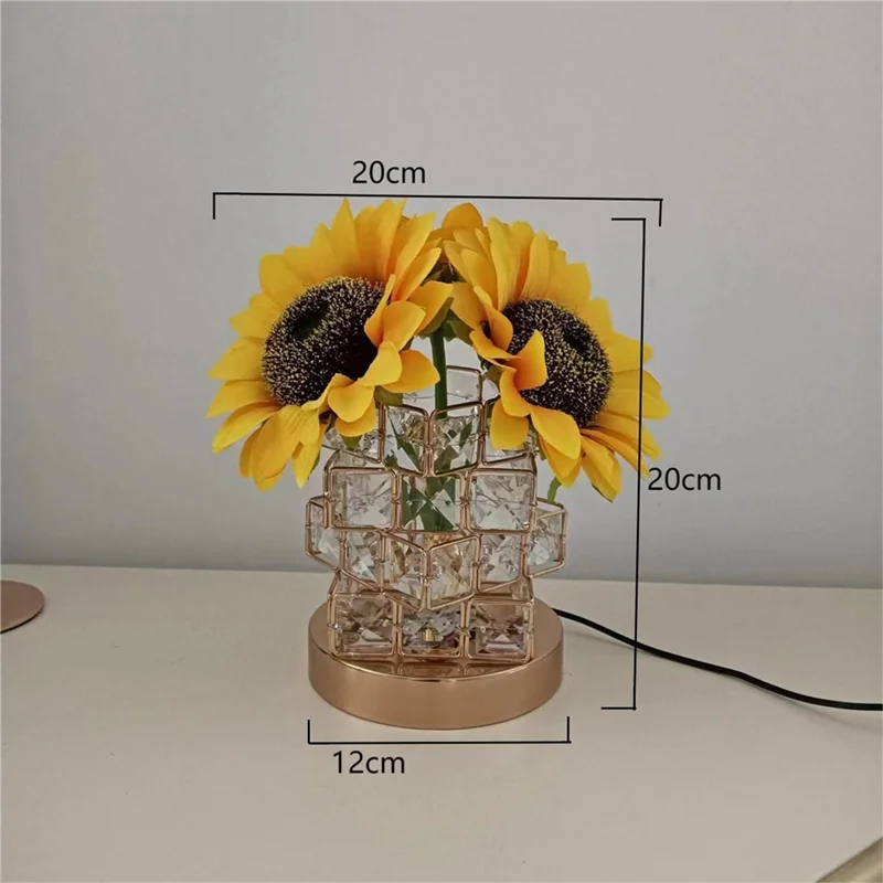 ABZL Sunflower Cordless Table Lamp 3 Color Crystal Lamps Touch Bedside Lamps Infinitely Dimming With USB Charge Night Light