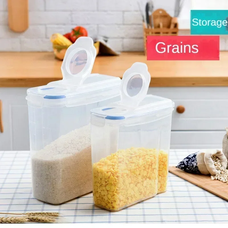 2.5/4L Airtight Cereal Storage Container Insect Moistureproof Proof Rice Bucket Food Storage Box Plastic Transparent Sealed Tank