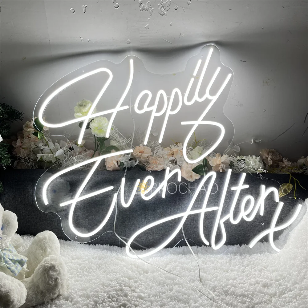 Happily Ever After LED Neon Sign Lights Party Bar Decoration Wall Art Bedroom Decor Business Signboard Neon Led Lights Lamps