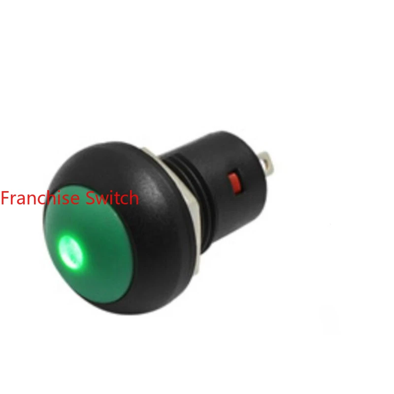 10PCS 12MM self-locking button IP67 waterproof switch PB12A green   light   