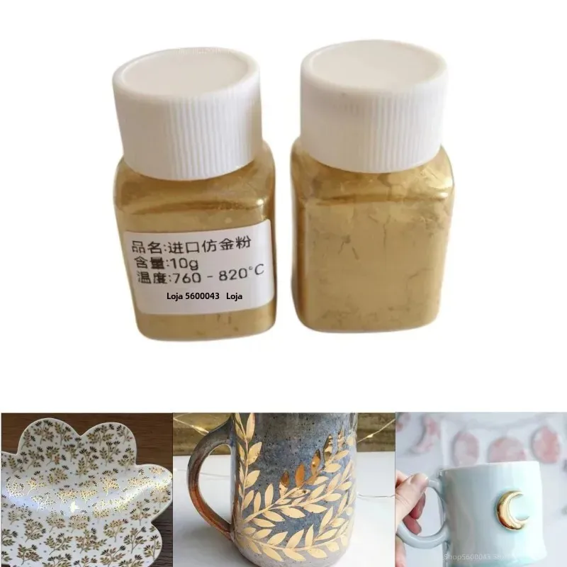 10g esmalte cerâmico cor imitação de ouro em pó pintura de metal diy escultura especial pintura cozimento esmalte cerâmico arte fazendo ferramentas