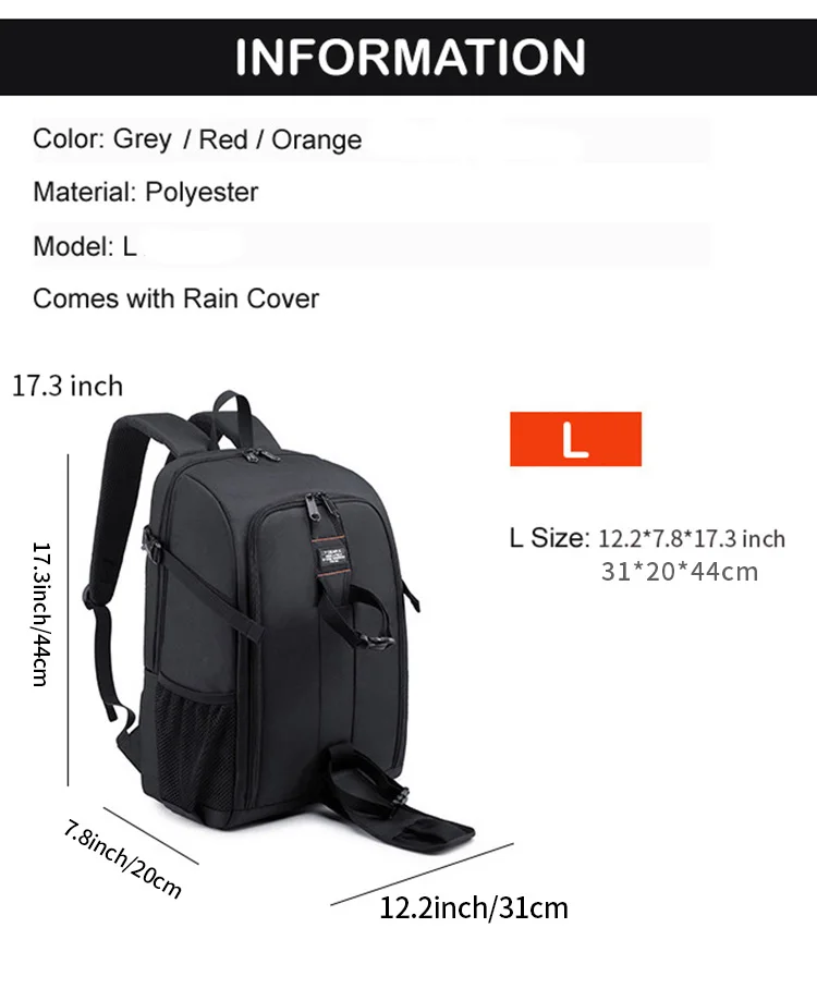 DSLR-Kameratasche, Wasserdicht, Verstellbarer Schultergurt, Robuster Reise-Fotografie-Rucksack, Geeignet für Outdoor-Aktivitäten – Detail 3